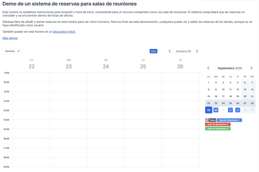 Demo sistema de reserva de salas de reuniones