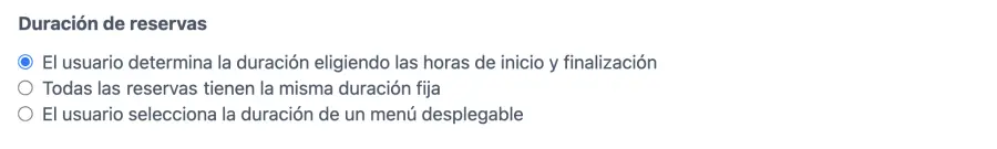 Seleccionar la duración de las reservas de salas