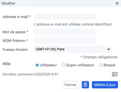Sélection du fuseau horaire