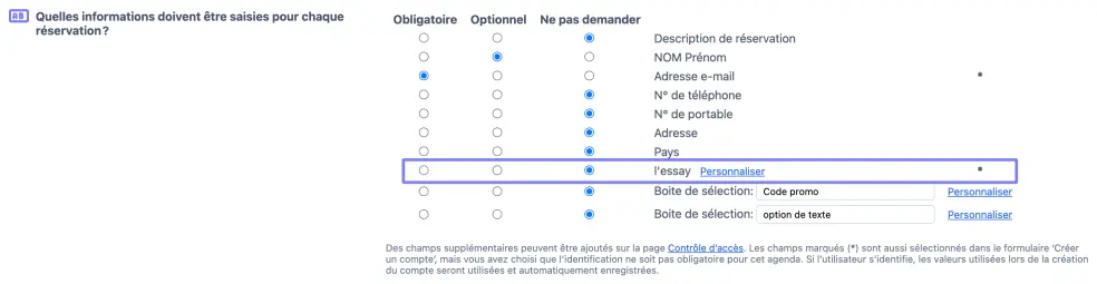 Champs d’Enregistrement