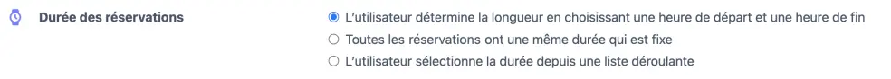 Durée des réservations