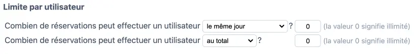 Limites par utilisateur