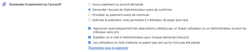 Paiement et approbation