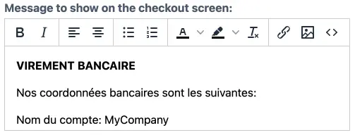 Modifier le message à afficher sur la page de paiement