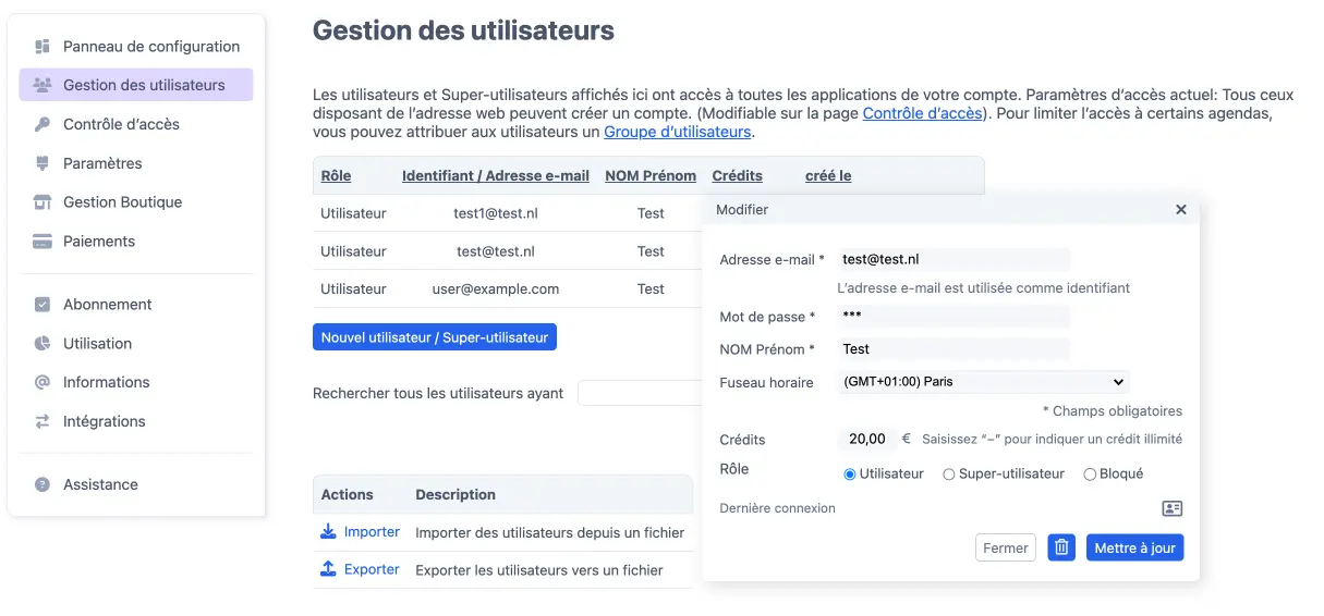Modifier les données d’un utilisateur