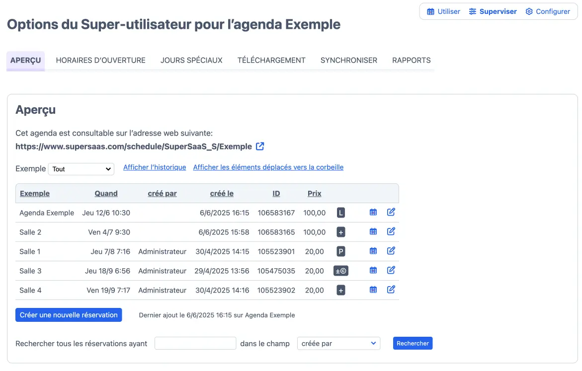 Gestion des réservations