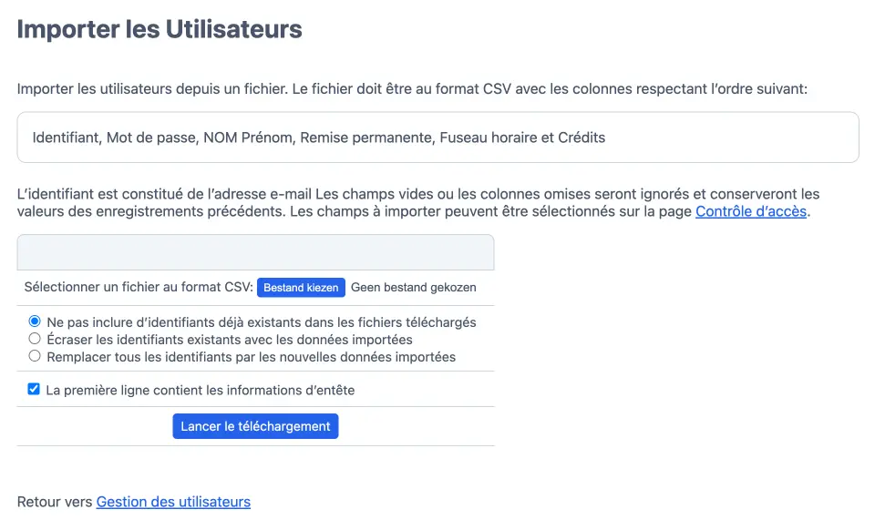 Importer des utilisateurs