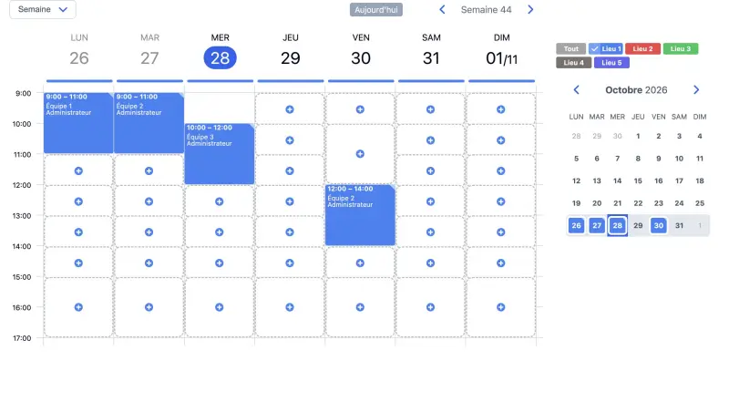 Exemple d’un agenda SuperSaaS sur un ordinateur pour des salles d’escape game