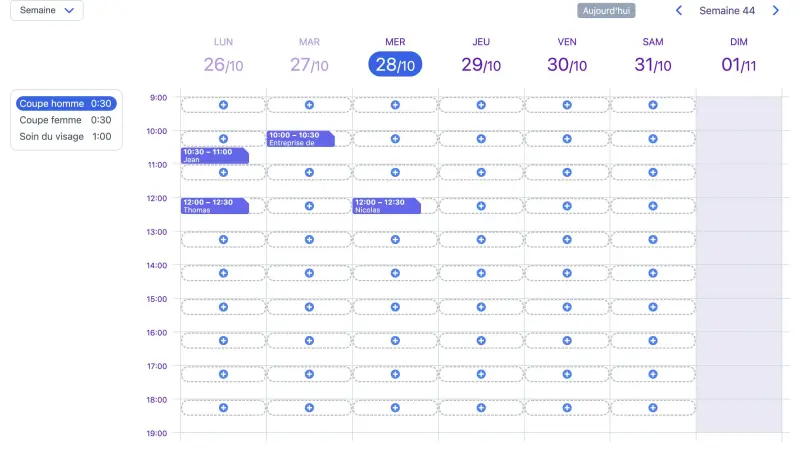 Exemple de planning SuperSaaS sur un ordinateur pour les salons de beauté et de manucure