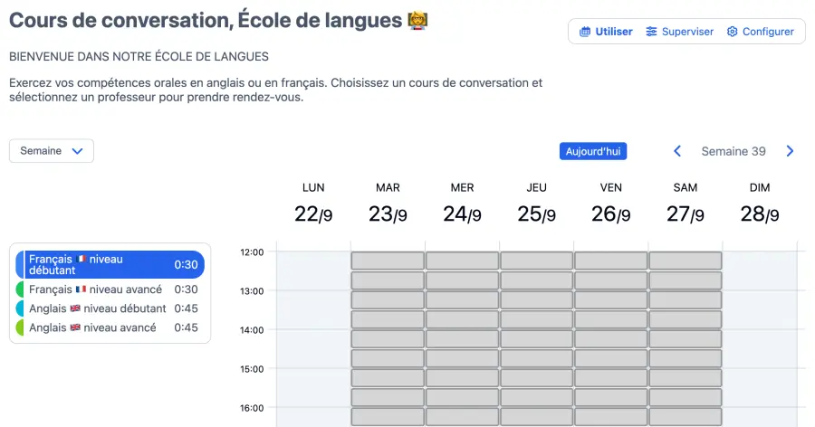 Lancement de l’agenda cours de conversation