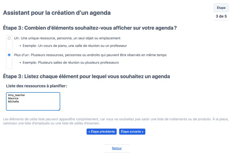 Configurer un agenda des ressources