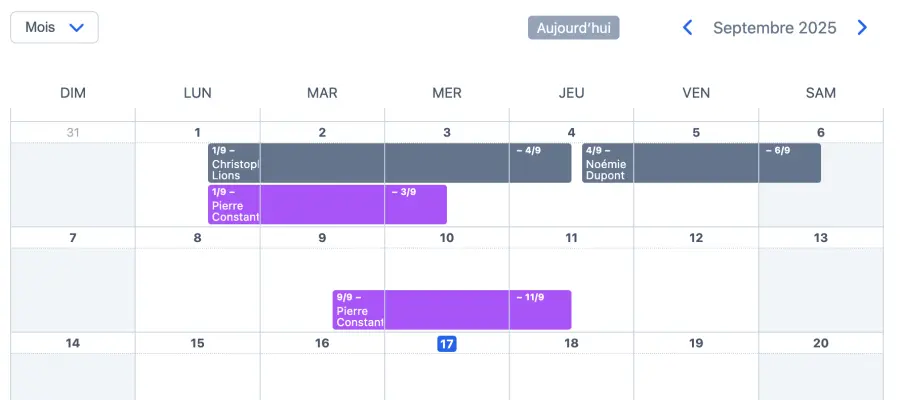 Agenda avec réservation