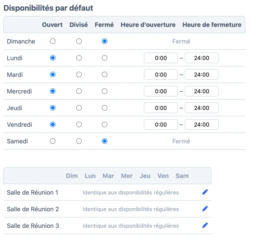 Gérer les heures d’ouverture de la salle