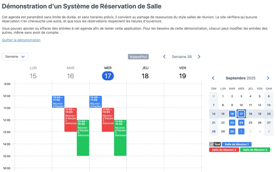 Agenda de réservation de salle en ligne