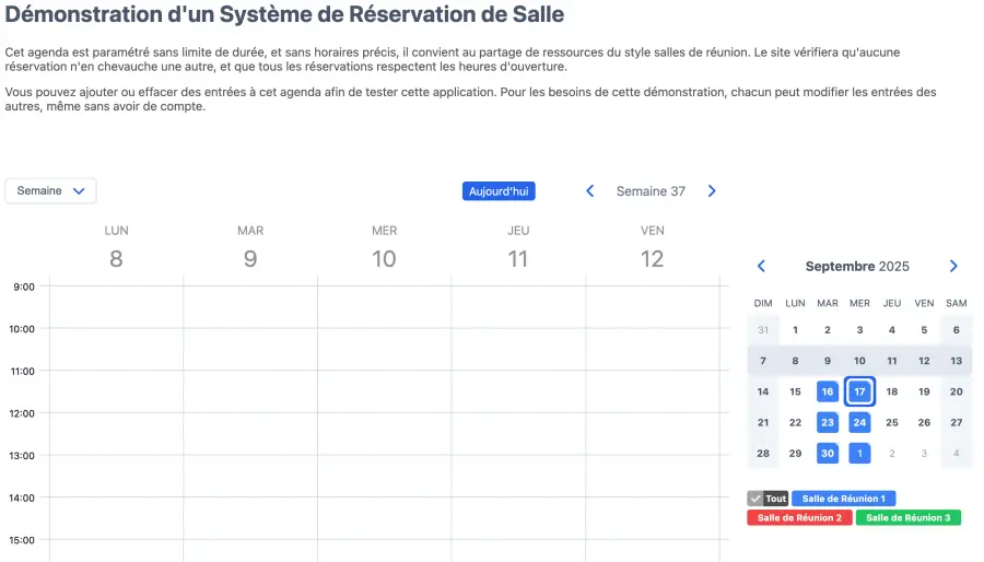 Démonstration du système de réservation de salle de réunion