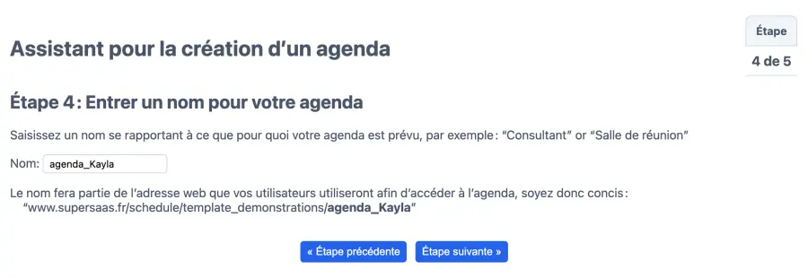 Nommez votre agenda de réservation en ligne