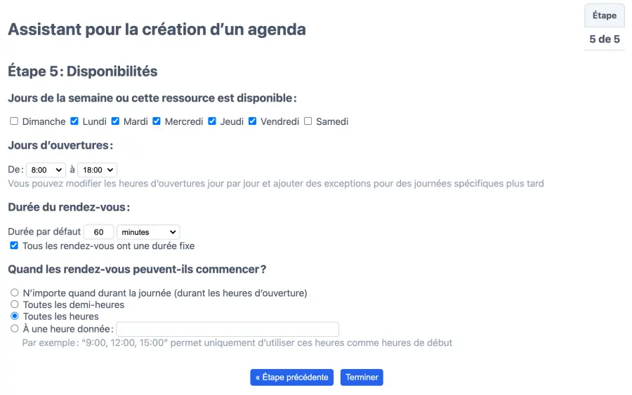 Nommez votre agenda de réservation en ligne