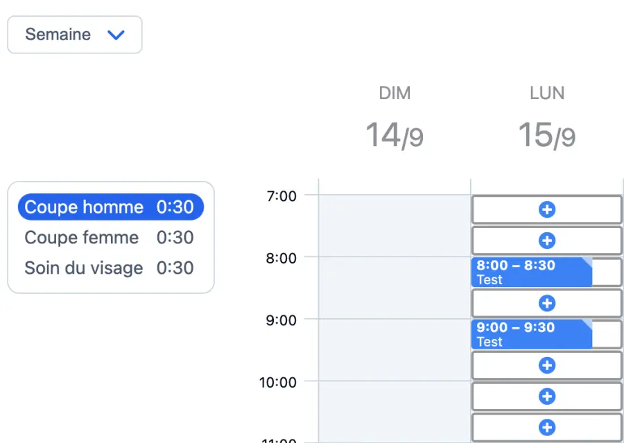 Créez une réservation sur votre calendrier de rendez-vous en ligne.