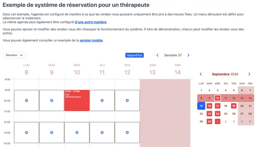 Tester l’agenda