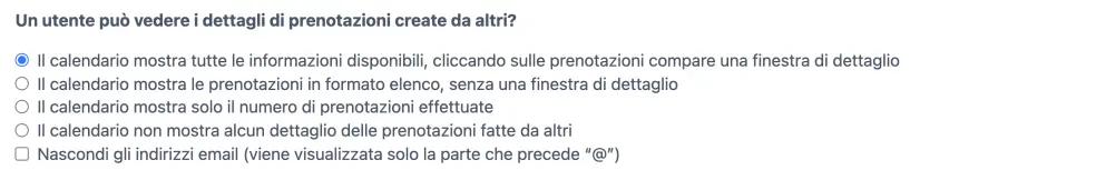 Visibilità dei dettagli delle prenotazioni