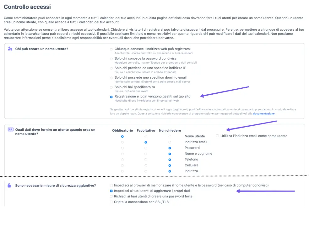 Controllo accessi di SuperSaaS