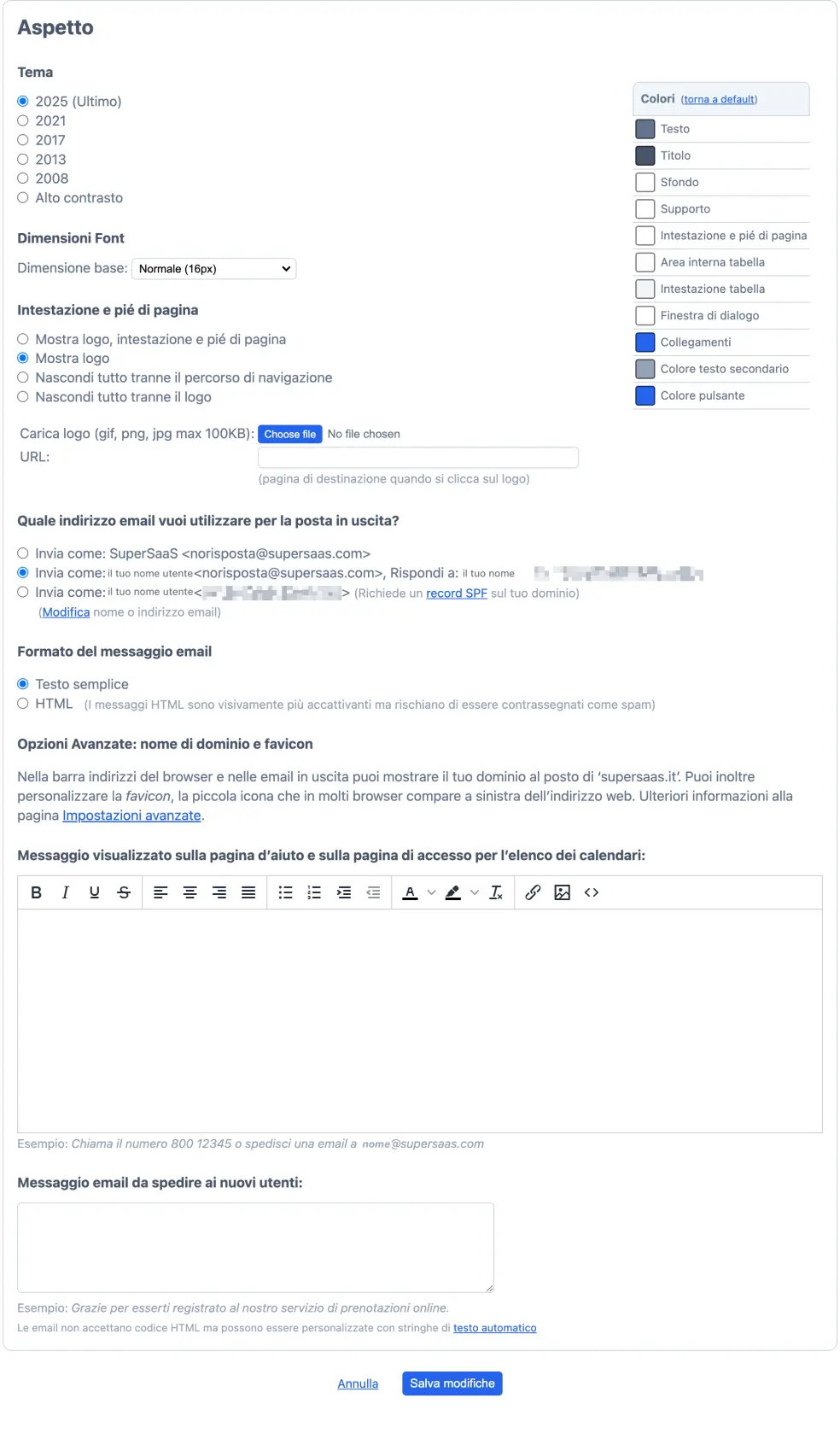 Impostazioni Layout