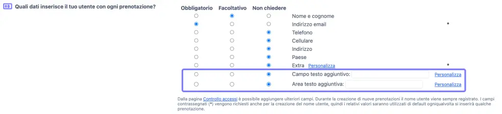 Campi personalizzabili