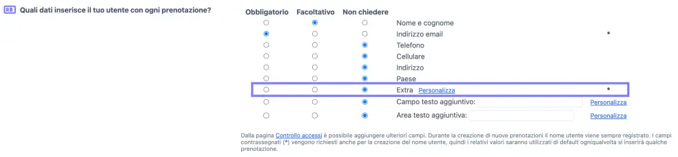 Campi di registrazione