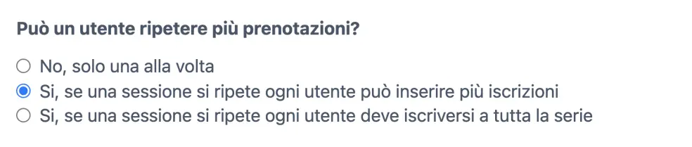Prenotazioni ricorrenti per sistema a capacità
