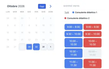 Esempio di widget SuperSaaS per scuole e università visto su un tablet