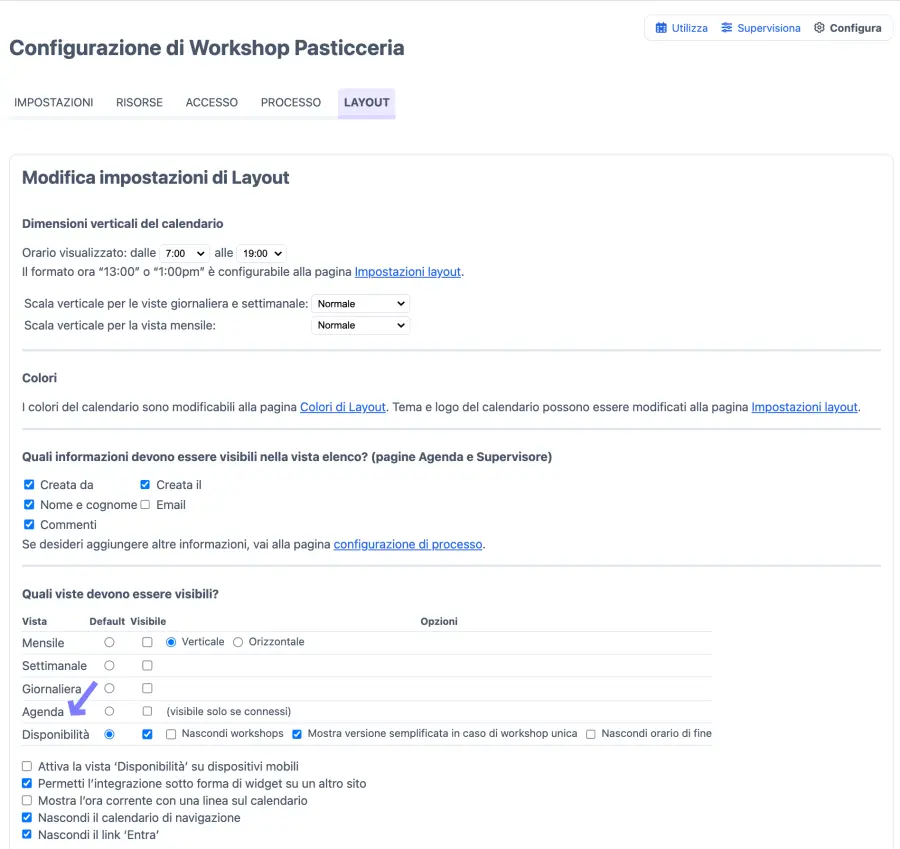 Versione semplificata del calendario