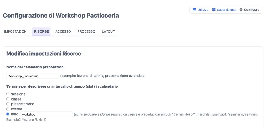 Risorse del sistema di prenotazione online