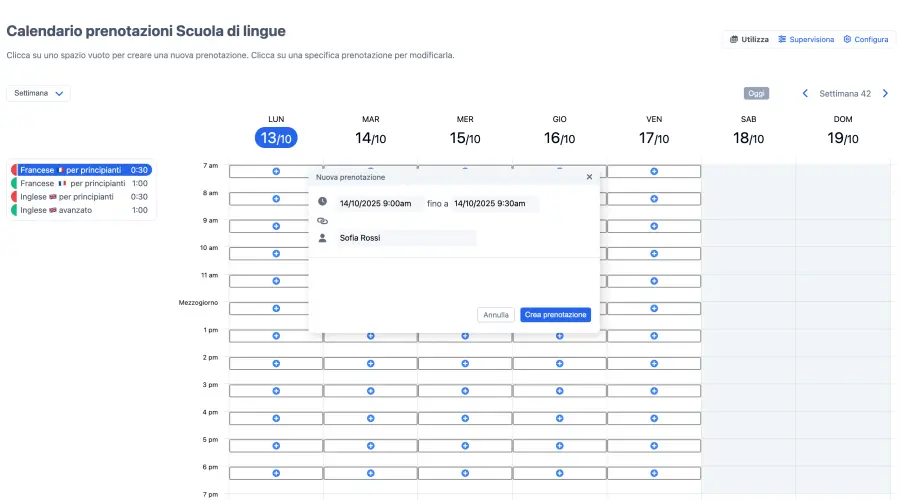 Scheda dei servizi della scuola di lingua