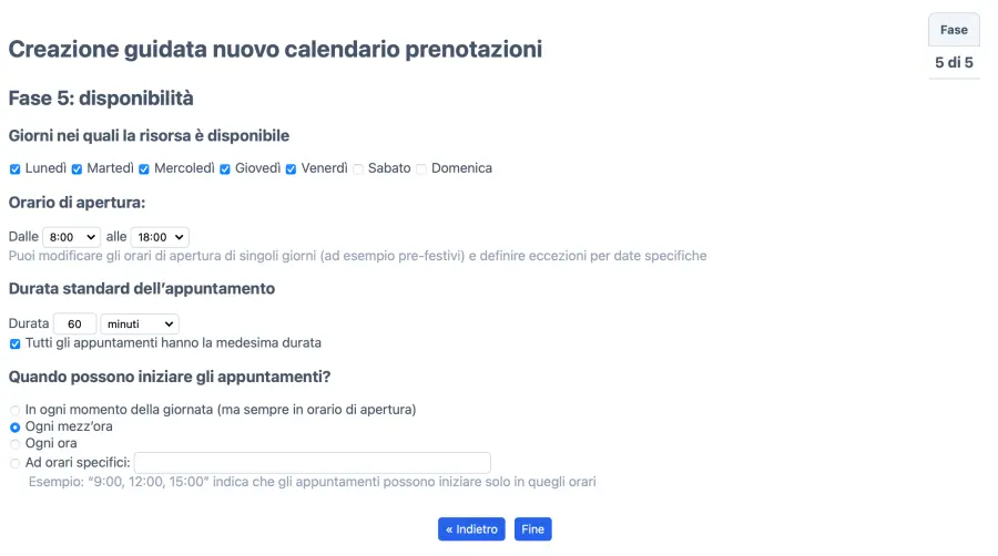 Imposta la disponibilità