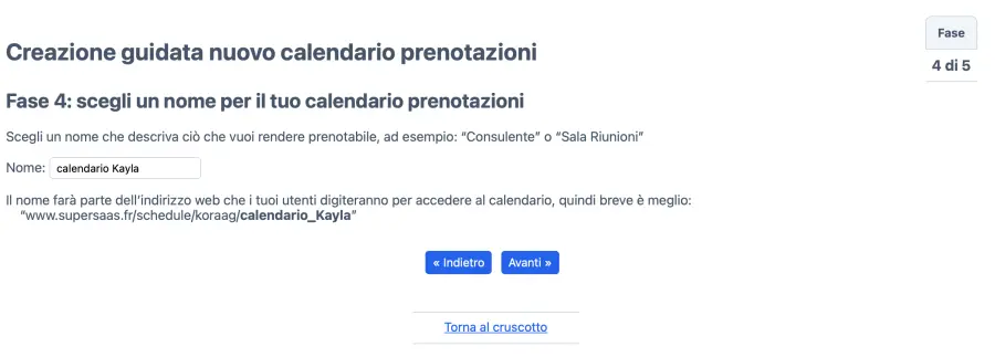 Assegna un nome al calendario online