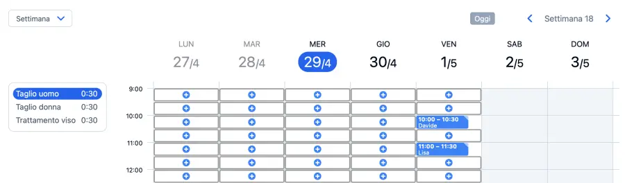 Crea una prenotazione nel tuo calendario appuntamenti online