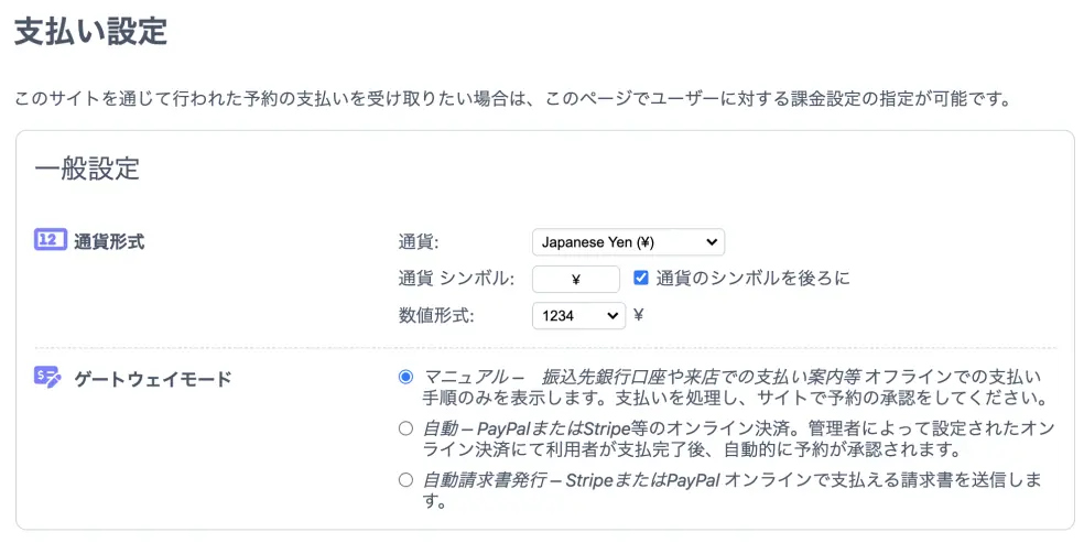 Manual payment setup