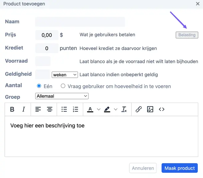 Belasting in de winkel