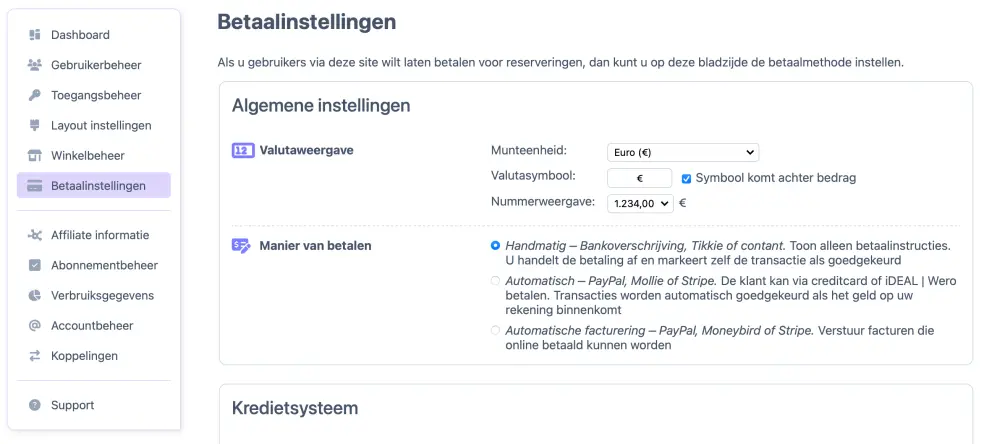Het instellen van handmatige betaling