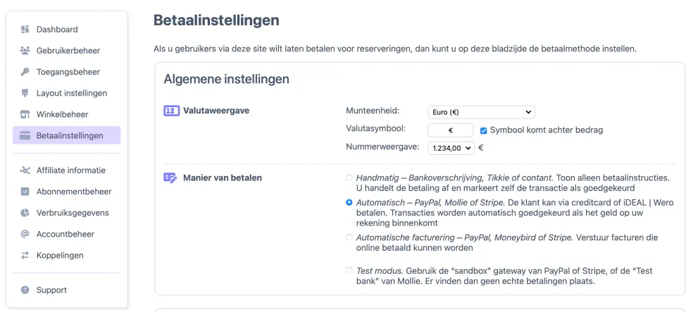 Online betaling instellen