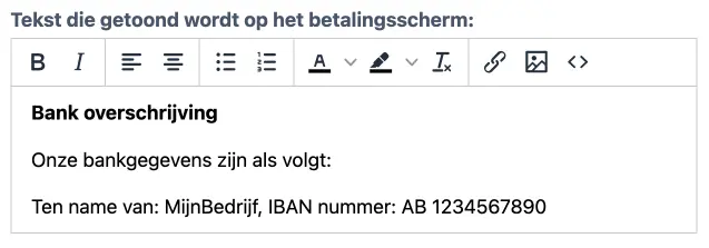Stel een bericht in op het betaalscherm