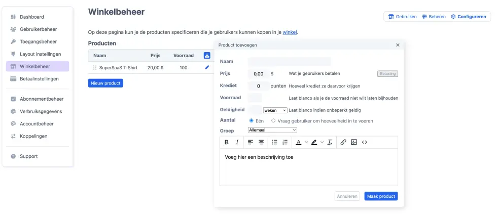 Producten toevoegen aan uw winkelpagina