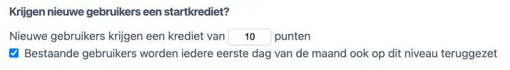 Maandelijks het krediet resetten