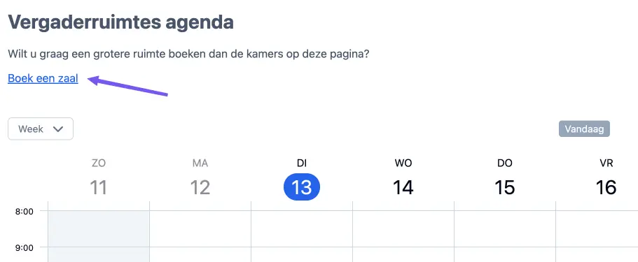 Gebruik links om tussen verschillende agenda’s te navigeren