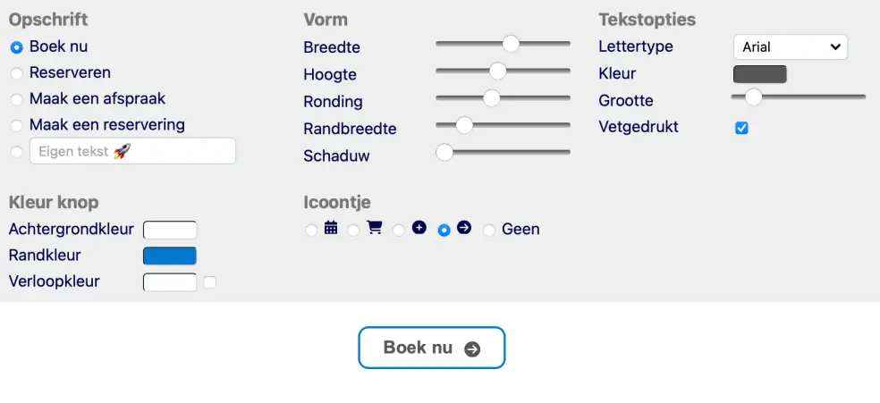Knopmaker met opties voor label, kleur, vorm en pictogram