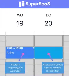 Laat uw beschikbaarheid in SuperSaaS afhangen van een Google Agenda
