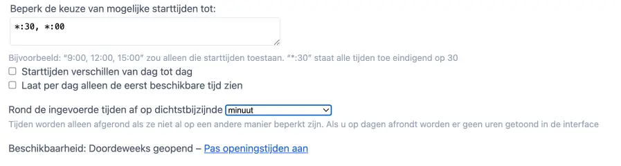 Beperkingen van starttijden