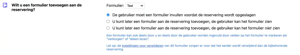 Een formulier toevoegen aan het reserveringsproces