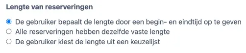 Lengte van reserveringen