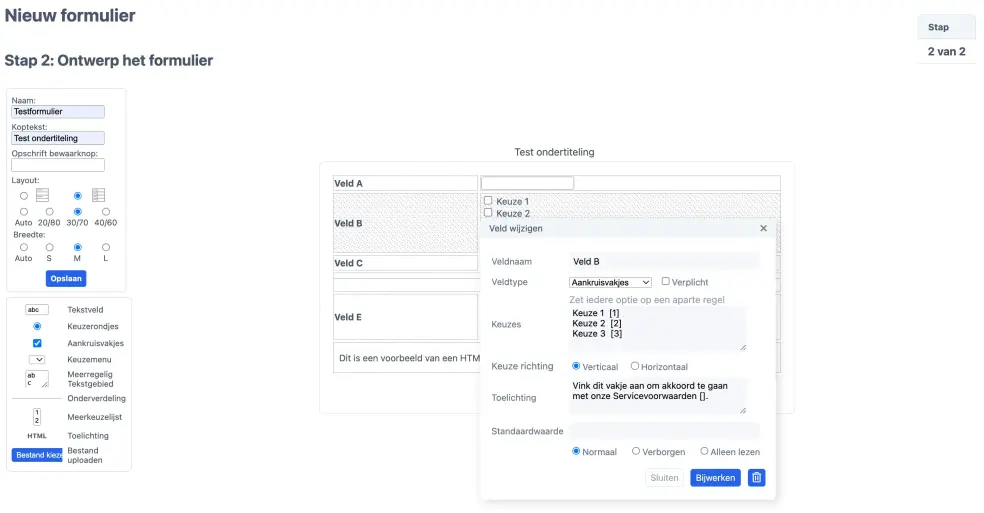 Velden toevoegen aan nieuwe formulieren